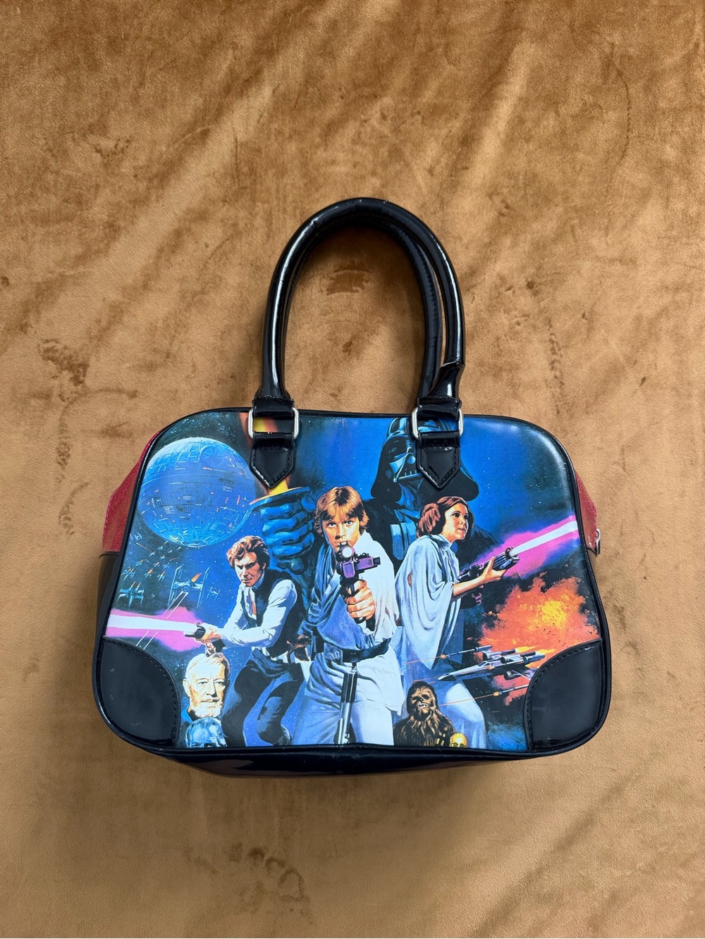 ⭐️ VINTAGE Y2K ROCK REBEL STAR WARS A NEW HOPE VINYL BOWLER PURSE ⭐️